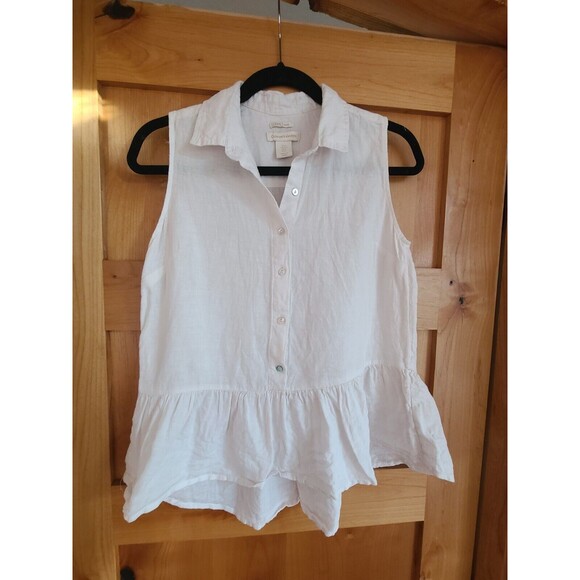 Catherine Malandrino 100% Linen Minimalist Tomato Girl Clean Girl Top Small S - Picture 1 of 6